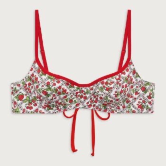 Frankie's Bikinis Red and White Floral Bikini Top - Picture 3 of 7